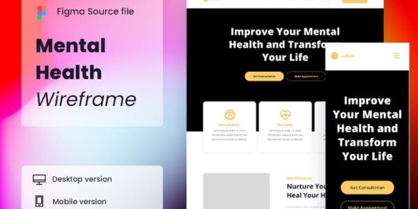 Banner image of Premium Mental Health Wireframe Website  Free Download