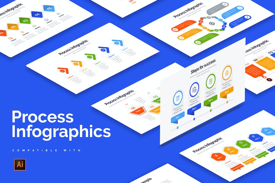 Banner image of Premium Business Process Illustrator Infographics  Free Download