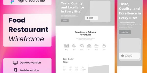 Banner image of Premium Food Restaurant Wireframe Website  Free Download