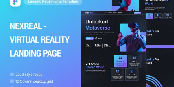 Banner image of Premium Nexreal Virtual Reality Landing Page  Free Download