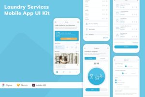 Banner image of Premium Laundry Services Mobile App UI Kit  Free Download