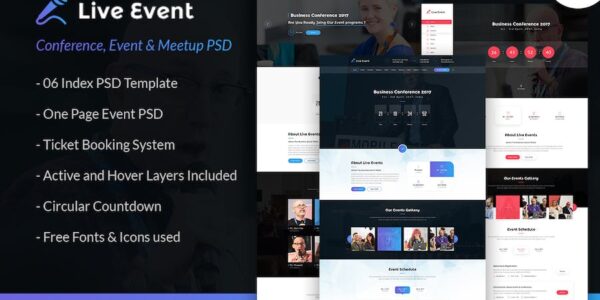 Banner image of Premium Live Event Conference & Meetup PSD Template  Free Download