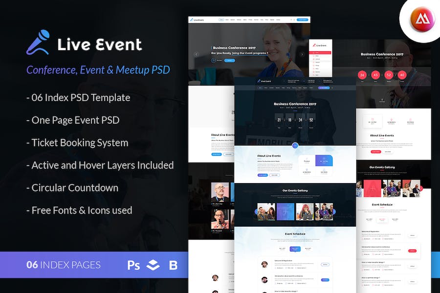 Banner image of Premium Live Event Conference & Meetup PSD Template  Free Download