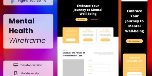 Banner image of Premium Mental Health Wireframe Website  Free Download