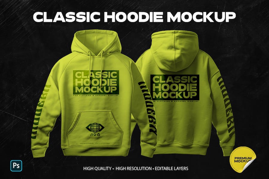 Banner image of Premium Realistic Classic Hoodie Mockup  Free Download