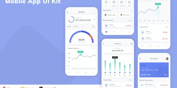 Banner image of Premium Finance Mobile App UI Kit  Free Download