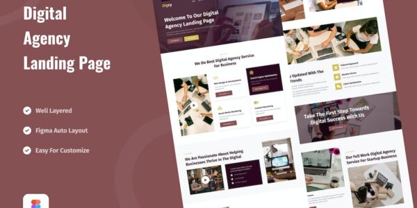 Banner image of Premium Digital Agency Landing Page Website Design in Figma  Free Download