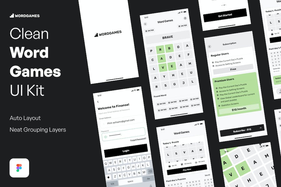 Banner image of Premium Clean and Modern Word Games UI Kit  Free Download