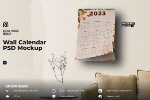 Banner image of Premium Wall Calendar PSD Mockup  Free Download