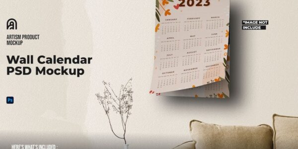 Banner image of Premium Wall Calendar PSD Mockup  Free Download
