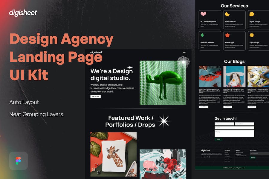 Banner image of Premium Design Agency Landing Page UI Kit  Free Download