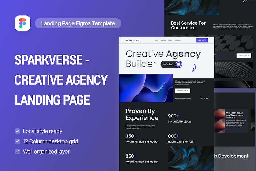 Banner image of Premium Sparkverse Creative Agency Landing Page  Free Download