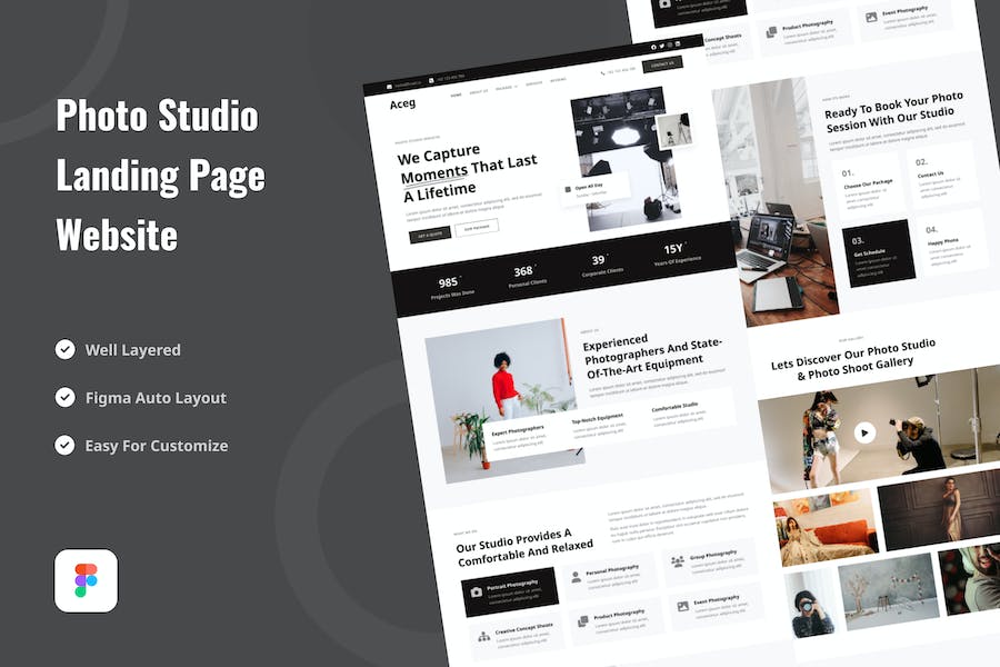 Banner image of Premium Photo Studio Landing Page Website Design  Free Download