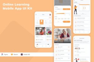 Banner image of Premium Online Learning Mobile App UI Kit  Free Download