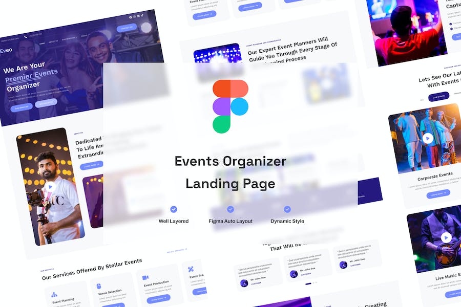 Banner image of Premium Events Organizer Landing Page Website Design  Free Download