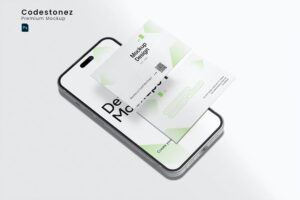 Banner image of Premium iPhone Mockup with Business Card Mockup  Free Download