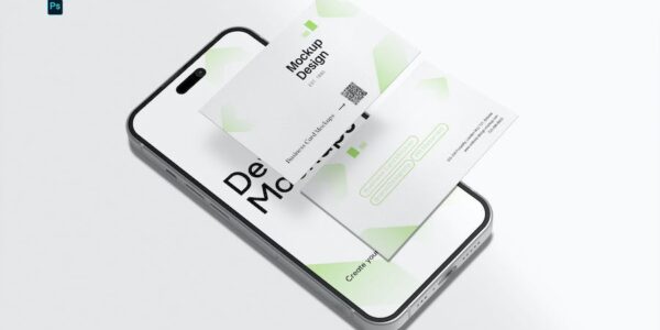 Banner image of Premium iPhone Mockup with Business Card Mockup  Free Download