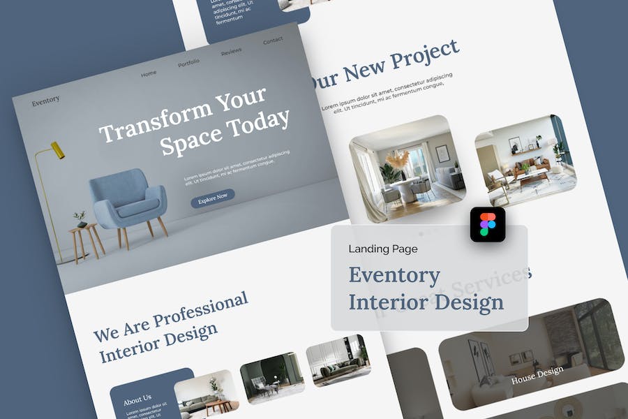 Banner image of Premium Eventory Modern Interior Design Landing Page  Free Download