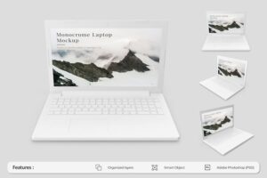 Banner image of Premium Monocrome Laptop Mockup  Free Download