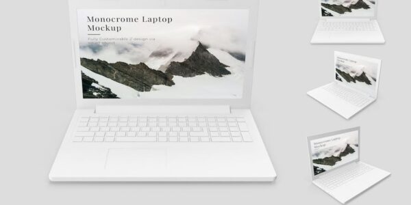 Banner image of Premium Monocrome Laptop Mockup  Free Download