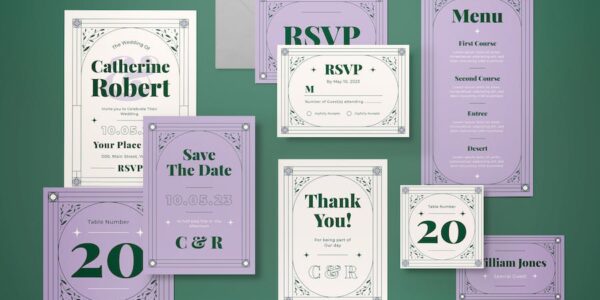 Banner image of Premium Art Deco Wedding Invitation Set  Free Download