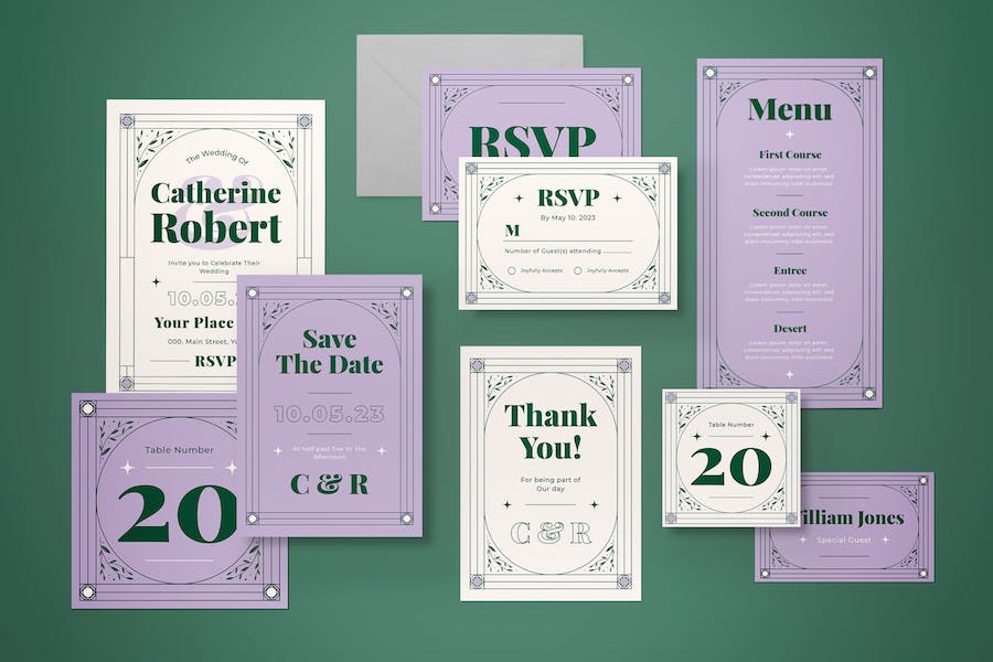 Banner image of Premium Art Deco Wedding Invitation Set  Free Download