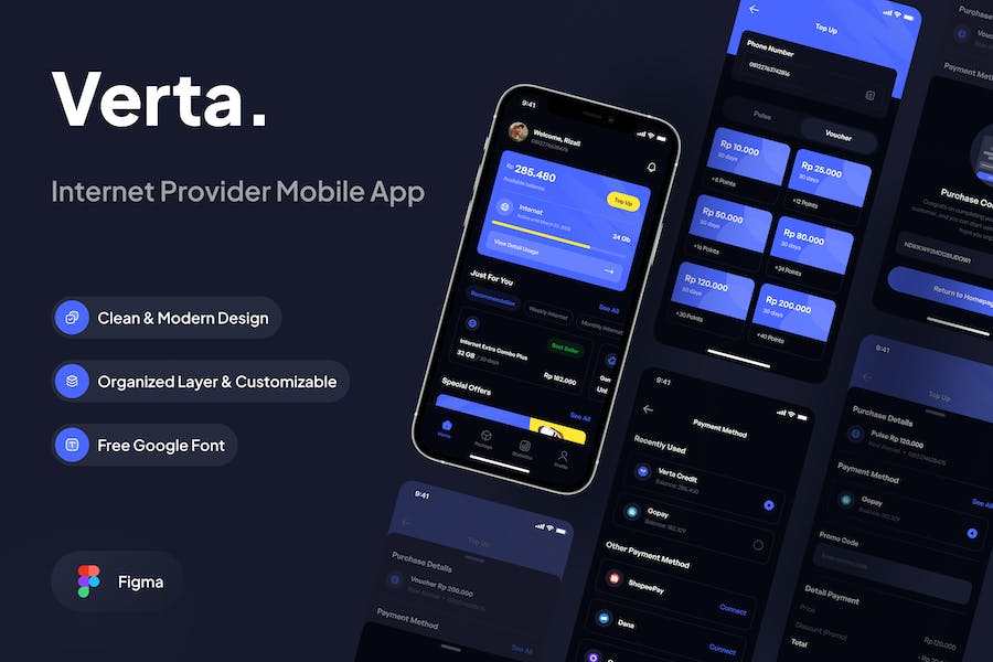 Banner image of Premium Verta Top-Up Voucher Dark Mode  Free Download