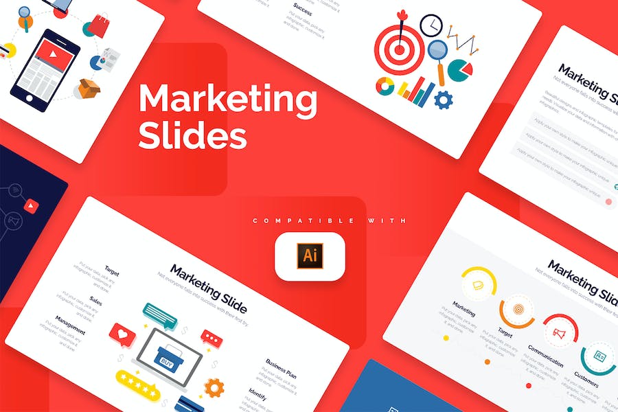 Banner image of Premium Business Marketing Slides and Illustrator Infographics  Free Download