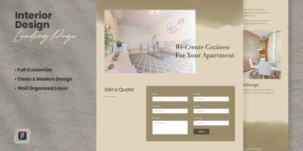 Banner image of Premium Interior Design Landing Page - Deana  Free Download