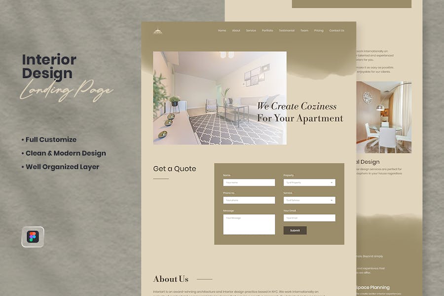 Banner image of Premium Interior Design Landing Page - Deana  Free Download