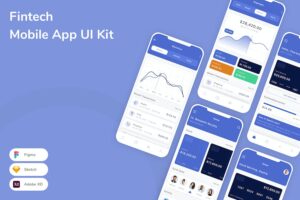 Banner image of Premium Fintech Mobile App UI Kit  Free Download