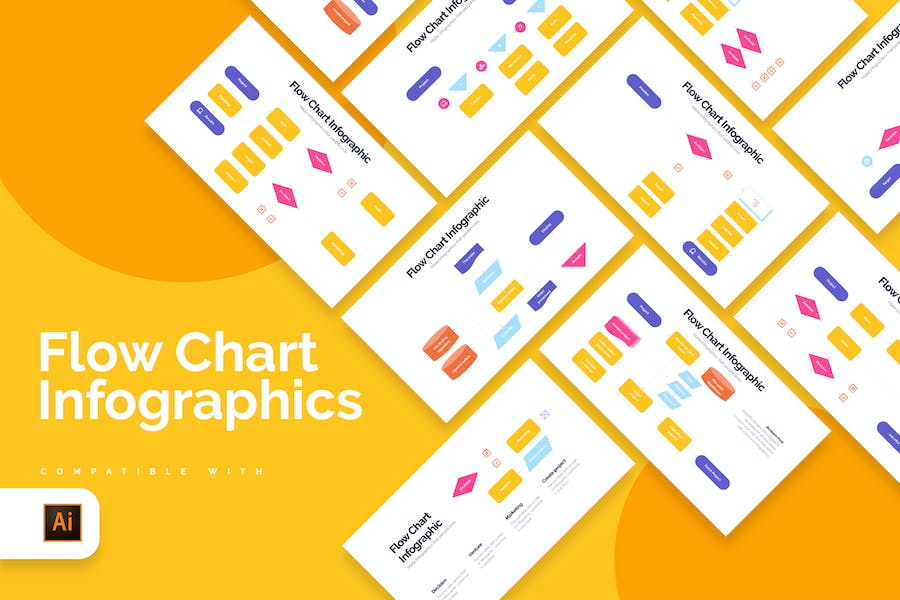 Banner image of Premium Business Flow Chart Illustrator Infographics  Free Download