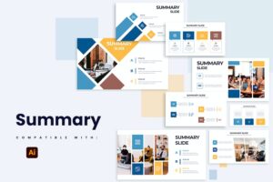 Banner image of Premium Business Summary Slides Illustrator Infographics  Free Download