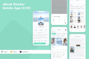 Banner image of Premium EBook Reader Mobile App UI Kit  Free Download