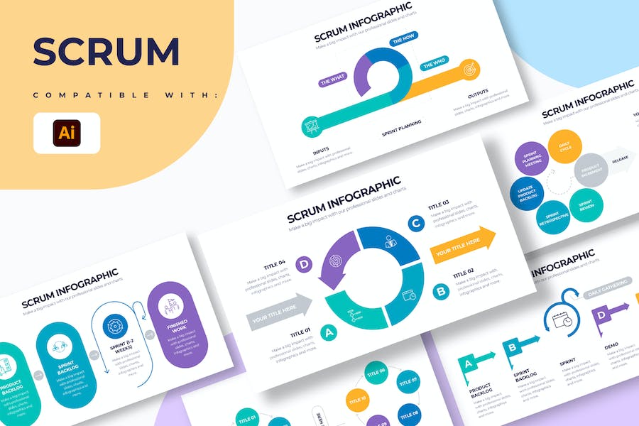 Banner image of Premium Business Scrum Illustrator Infographics  Free Download