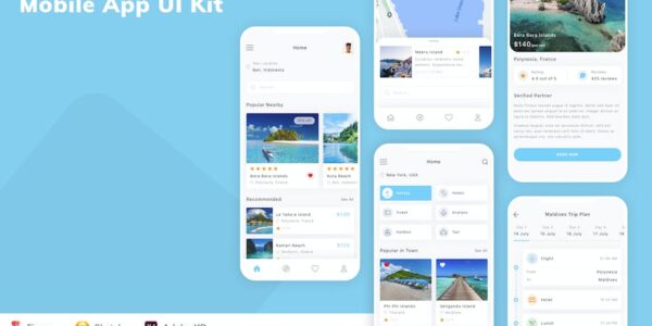 Banner image of Premium Travel Planner Mobile App UI Kit  Free Download