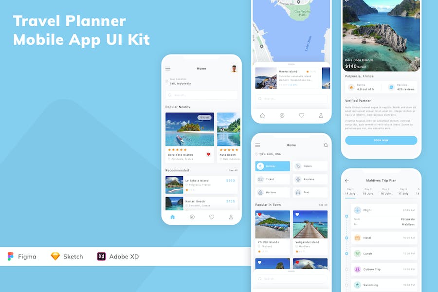 Banner image of Premium Travel Planner Mobile App UI Kit  Free Download