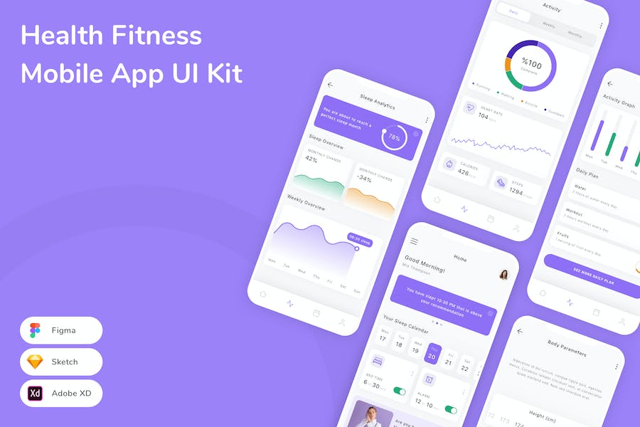 Banner image of Premium Health & Fitness Mobile App UI Kit  Free Download