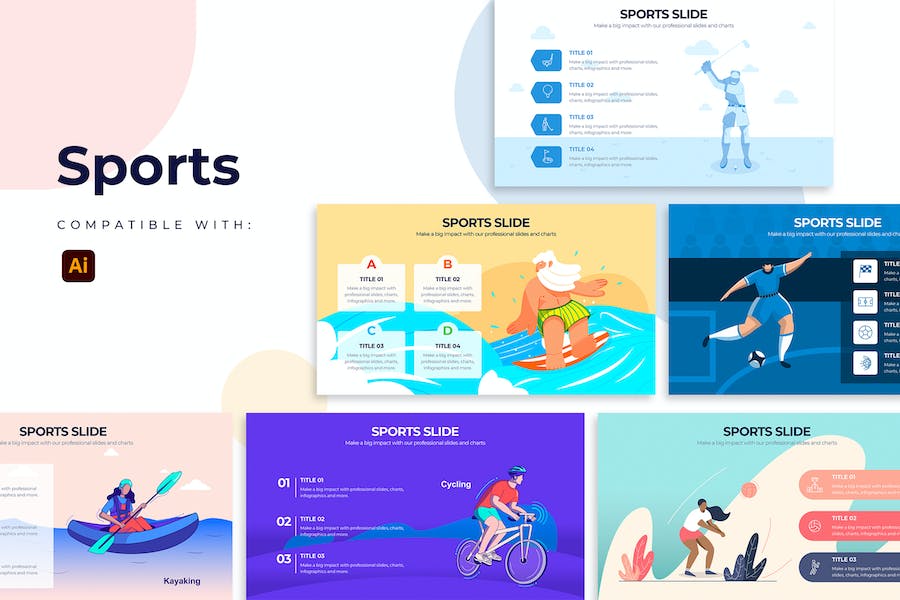 Banner image of Premium Medical Sports Slides Illustrator Infographics  Free Download