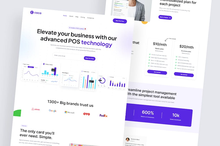 Banner image of Premium Coca Project Management Landing Page  Free Download