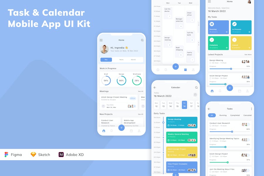 Banner image of Premium Task Calendar Mobile App UI Kit  Free Download