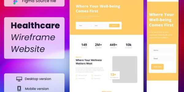 Banner image of Premium Healthcare Wireframe Website Template  Free Download