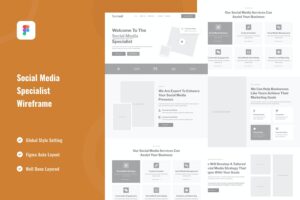 Banner image of Premium Social Media Specialist Landing Page Wireframe  Free Download