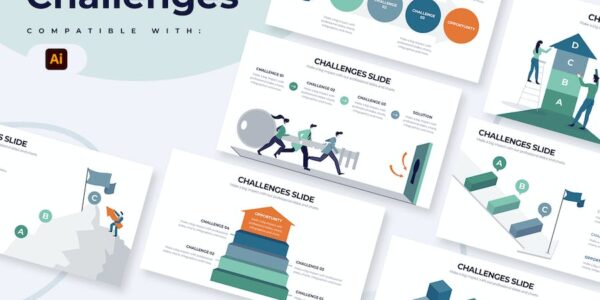 Banner image of Premium Business Challenges Illustrator Infographics  Free Download