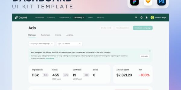 Banner image of Premium Ad Report Dashboard UI Kit  Free Download