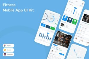 Banner image of Premium Fitness Mobile App UI Kit  Free Download