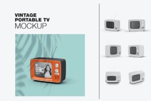 Banner image of Premium Vintage Portable TV with Old Video Effect Screen  Free Download