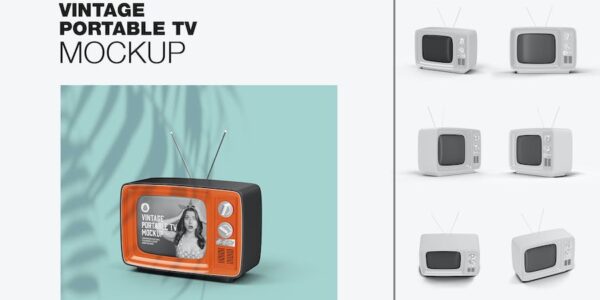 Banner image of Premium Vintage Portable TV with Old Video Effect Screen  Free Download
