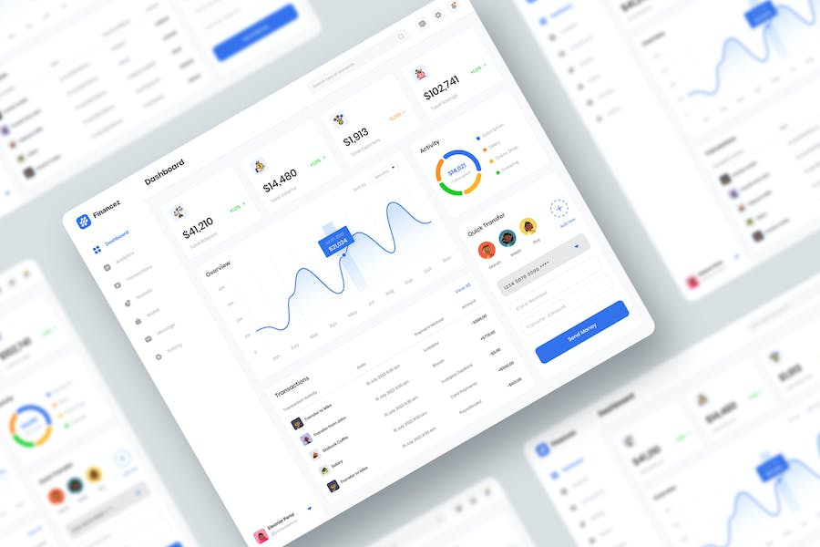 Banner image of Premium Finance Dashboard UI Kit  Free Download