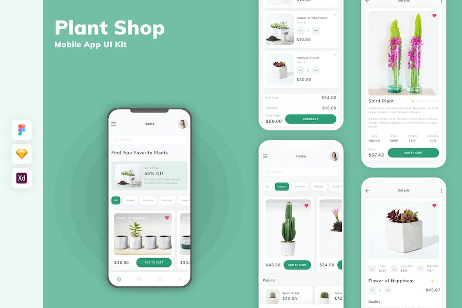 Banner image of Premium Plant Shop Mobile App UI Kit  Free Download